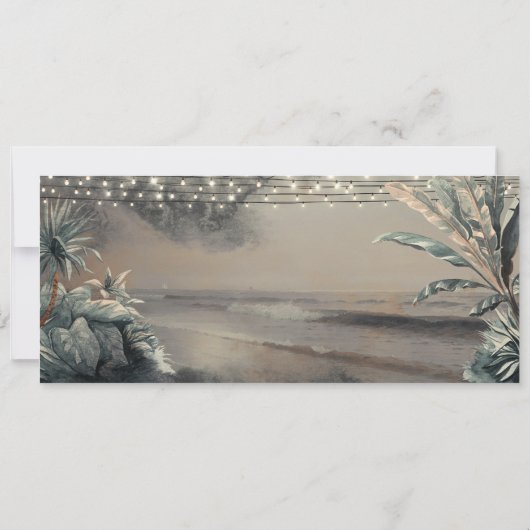 Boarding Pass Beach String Lights Hochzeitsticket Einladung (Rückseite)