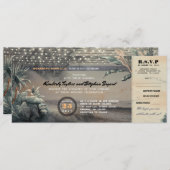 Boarding Pass Beach String Lights Hochzeitsticket Einladung (Vorne/Hinten)