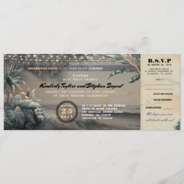 Boarding Pass Beach String Lights Hochzeitsticket Einladung