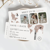Boarding Pass Beige Neutral 3 Fotos Hochzeit