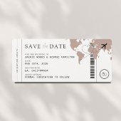 Boarding Pass Beige Neutral 3 Fotos Hochzeit Save The Date