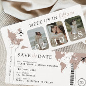 Boarding Pass Beige Neutral 3 Fotos Hochzeit Save The Date