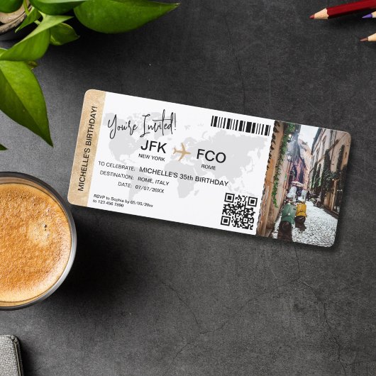 Boarding Pass Birthday Trip Plane Ticket Einladung