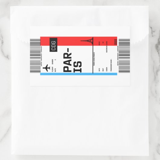 Boarding Pass bis Paris Rechteckiger Aufkleber (Tasche)