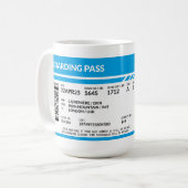 Boarding Pass (blau) Kaffeetasse (Vorderseite Links)
