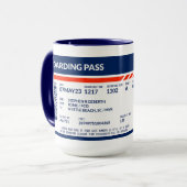 Boarding Pass (blau und rot) SRG Tasse (Vorderseite Links)