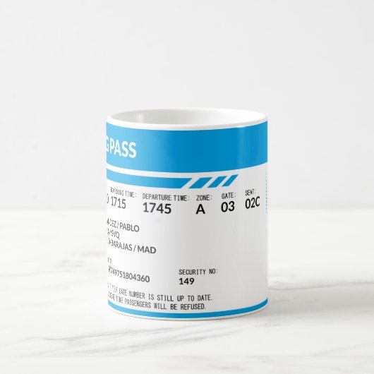 Boarding Pass (blue) Kaffeetasse (Mittel)
