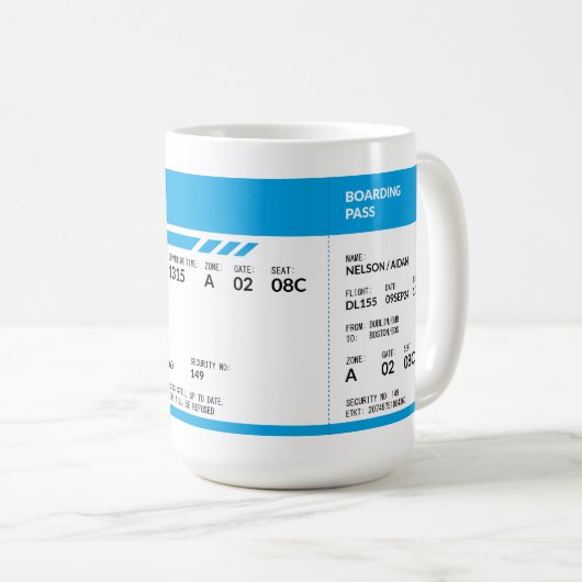 Boarding Pass (blue) Kaffeetasse (VorderseiteRechts)