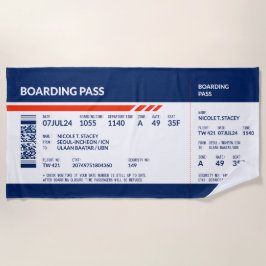 Boarding Pass - Blue & Red Beach Handtuch