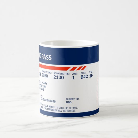 Boarding Pass - Blue & Red Kaffeetasse (Mittel)