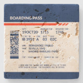 Boarding Pass - Blue & Red Steinuntersetzer (Vorderseite)