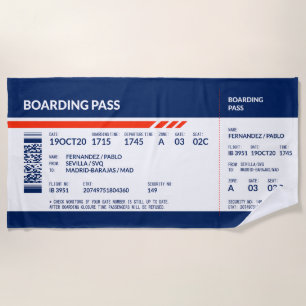 Boarding Pass - Blue & Red Strandtuch