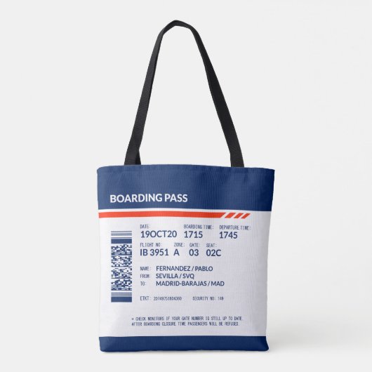 Boarding Pass - Blue & Red Tasche (Rückseite)
