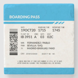 Boarding Pass (blue) Steinuntersetzer
