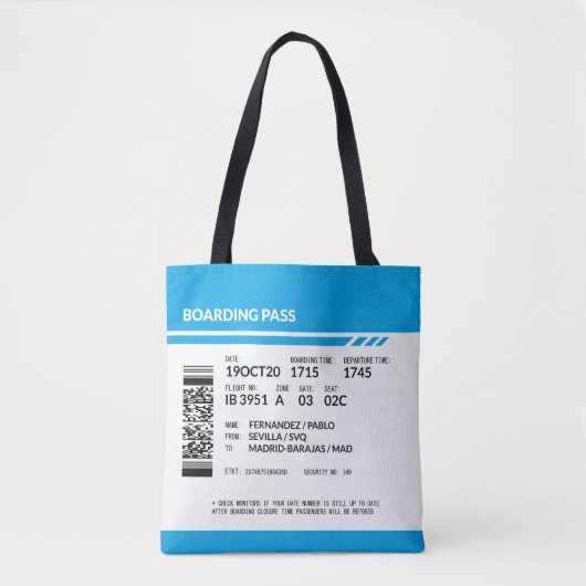 Boarding Pass (blue) Tasche (Vorderseite)