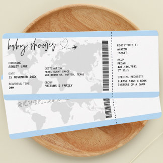 Boarding Pass Boy Travel Baby Dusche Einladung