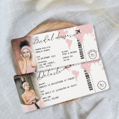 Boarding Pass Brautparty Reisen Rosa Foto Einladung