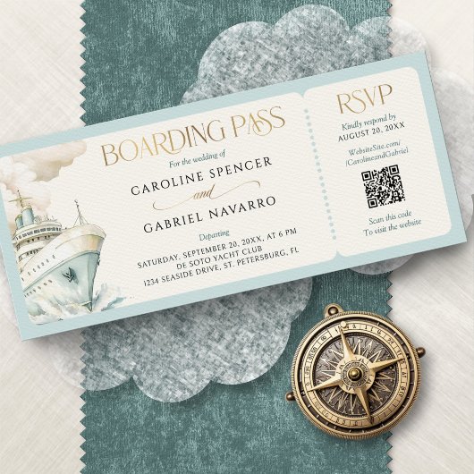 Boarding Pass Cruise Wedding Invitation Einladung