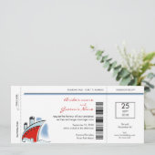 Boarding Pass Cruise Wedding Invitations Einladung (Stehend Vorderseite)