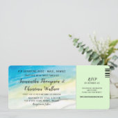 Boarding Pass Destination Beach Hochzeit Einladung (Stehend Vorderseite)