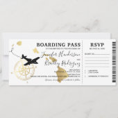 Boarding Pass Destination Hawaii Wedding Einladung (Vorderseite)