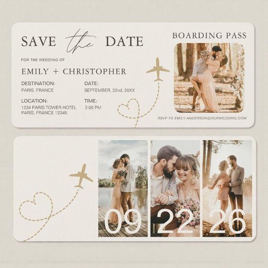 Boarding Pass Destination Wedding Plane Ticket