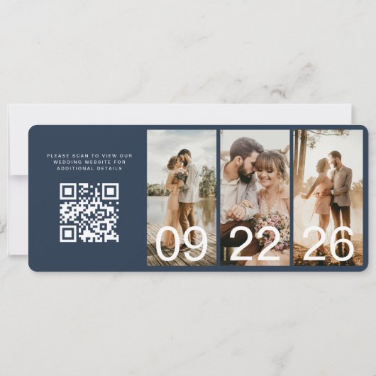 Boarding Pass Destination Wedding QR Code  (Rückseite)