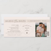 Boarding Pass Destination Wedding Save The Date Einladung (Vorderseite)