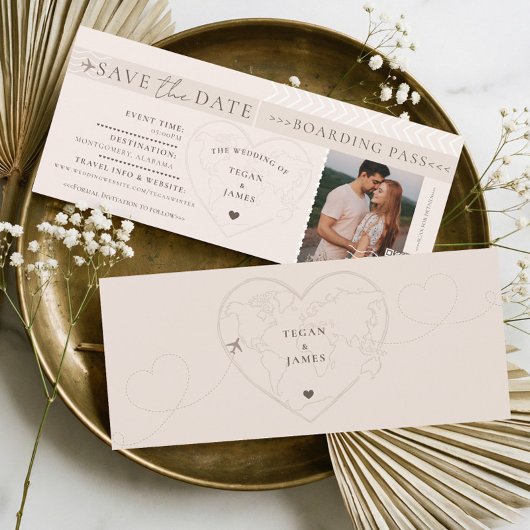 Boarding Pass Destination Wedding Save The Date Einladung