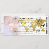 Boarding Pass Destination World Map Wedding Einladung (Vorderseite)