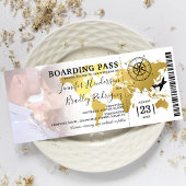 Boarding Pass Destination World Map Wedding Einladung