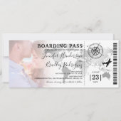 Boarding Pass Destination World Map Wedding Einladung (Vorderseite)
