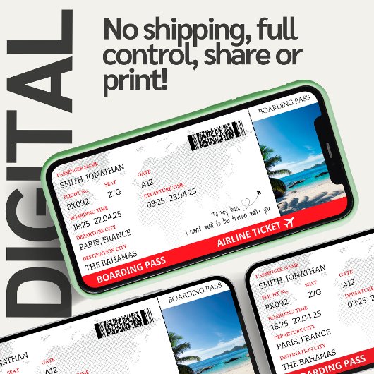 Boarding Pass Fake Airline Ticket Flight Geschenk Einladung