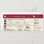 BOARDING PASS Flugticket Einladungskarte (rot) Einladung (Vorne/Hinten)