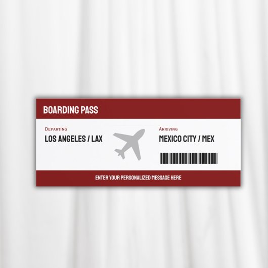 Boarding Pass Flugzeug Einladung