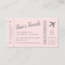 Boarding Pass Flugzeug Ticket Business Cards Rosa