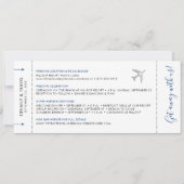Boarding Pass Flugzeug Ticket Hochzeit in Urlaubso Einladung (Rückseite)