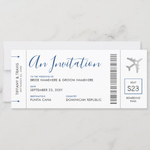 Boarding Pass Flugzeug Ticket Hochzeit in Urlaubso Einladung