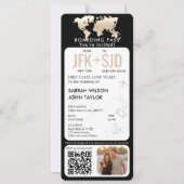 Boarding Pass Flugzeug Ticket Hochzeit in Urlaubso Einladung (Vorderseite)