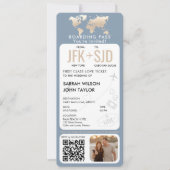 Boarding Pass Flugzeug Ticket Hochzeit in Urlaubso Einladung (Vorderseite)