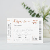 Boarding Pass Flugzeug Ticket Kupfer Reisethema RSVP Karte (Stehend Vorderseite)