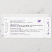Boarding Pass Flugzeug Ticket Lila Reisen Hochzeit Einladung (Rückseite)