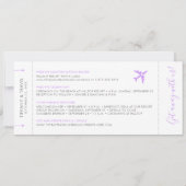 Boarding Pass Flugzeug Ticket Lilac Einladung (Rückseite)