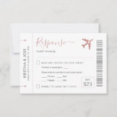 Boarding Pass Flugzeug Ticket Rosa Thema Reise RSVP Karte (Vorderseite)