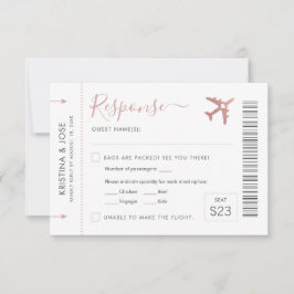 Boarding Pass Flugzeug Ticket Rosa Thema Reise RSVP Karte