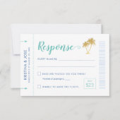 Boarding Pass Flugzeug Ticket Tropical Palm Beach RSVP Karte (Vorderseite)