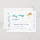 Boarding Pass Flugzeug Ticket Tropical Palm Beach RSVP Karte (Vorne/Hinten)