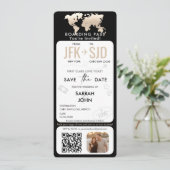 Boarding Pass Flugzeug Ticket Zielort mit Foto Einladung (Stehend Vorderseite)