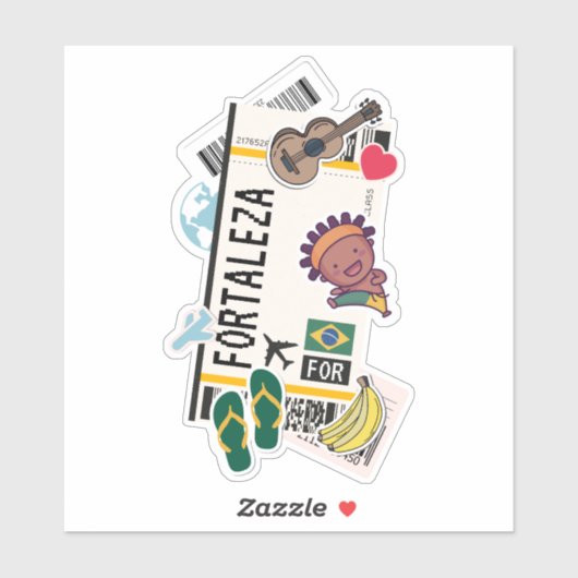 BOARDING PASS FORTALEZA BRAZIL AUFKLEBER (Blatt)