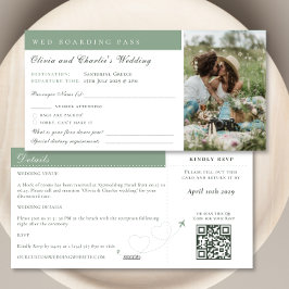 Boarding Pass Foto Qr Code Hochzeitziel Feiertagskarte